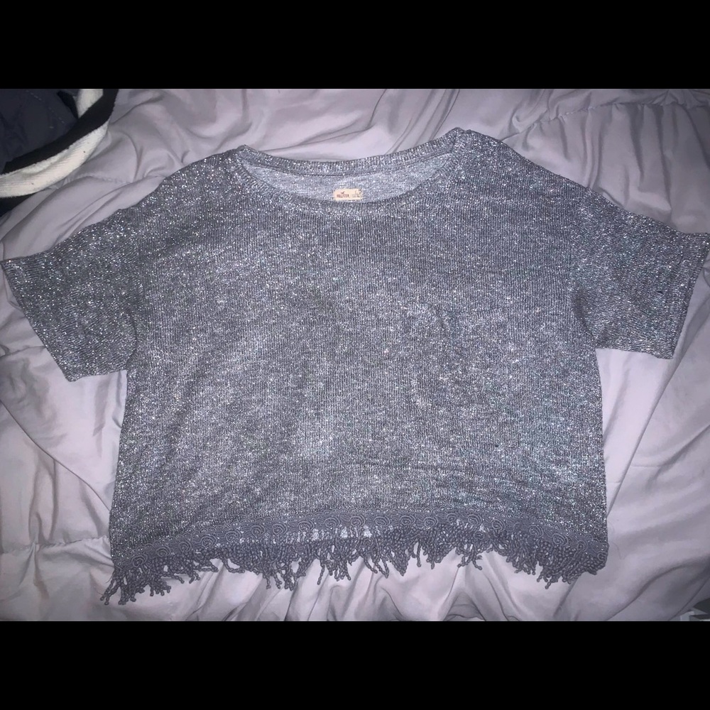 Sparkly short sleeve crop